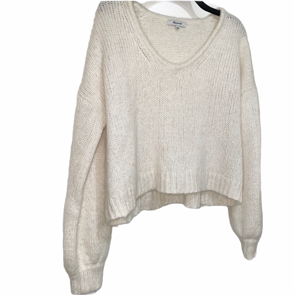 Madewell V-neck Pullover Sweater White Size Medium - Picture 3 of 6